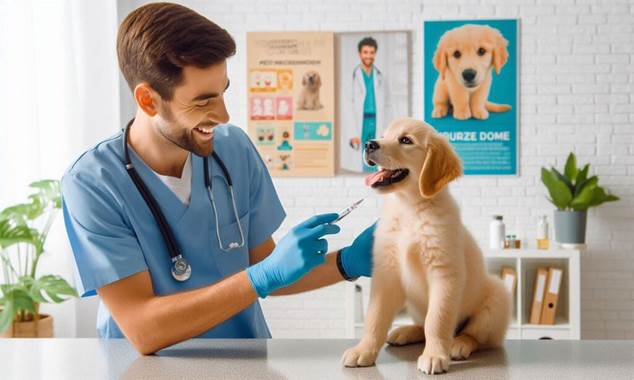 labrador puppy in vet