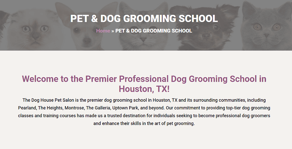 Pet Grooming School in Houston
